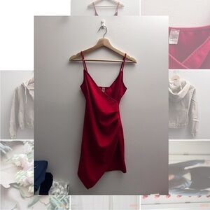 Red Asymmetrical Hem Mini Dress